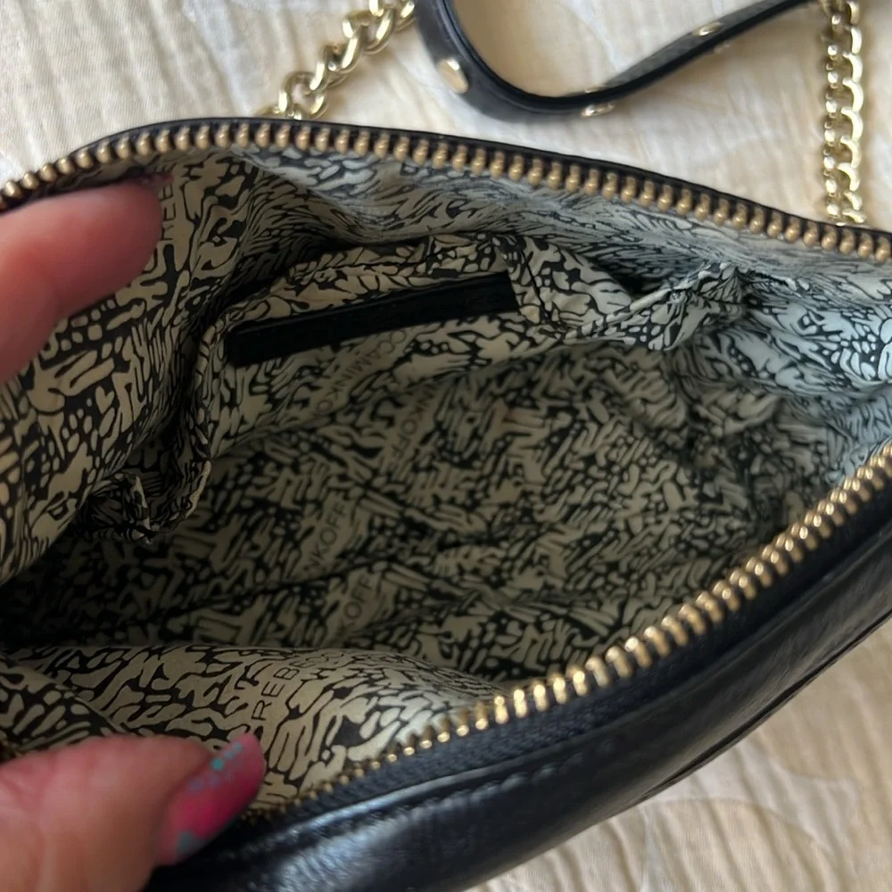 REBECCA MINKOFF BLACK LEATHER SILVER CHAIN LARGE MAC CROSSBODY BAG - Picture 7 of 14
